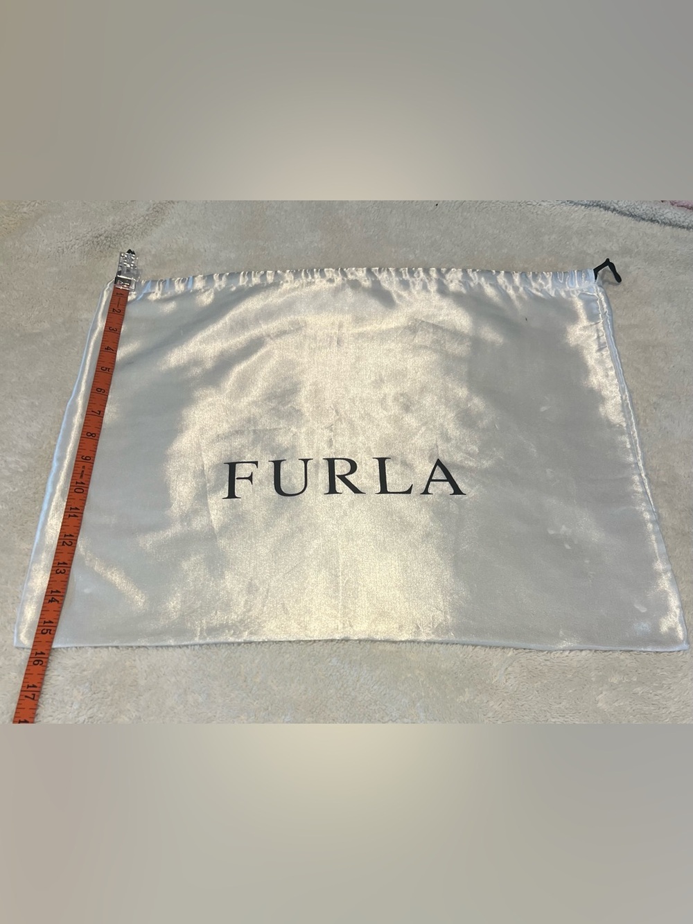 Furla Satin Logo Dust Bag in Ivory and Black - Picture 2 of 3